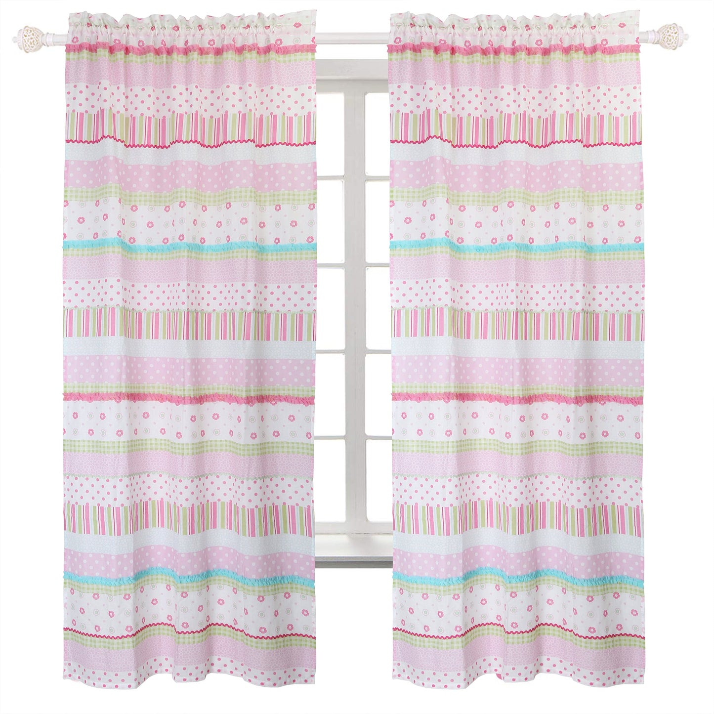 Greta Floral Stripe Pink Real Patchwork Cotton Reversible Quilt Bedding Set