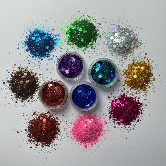 * 12-Color Chameleon Glitter Sample Pack – Iridescent, Color-Shifting, Multi-Size Craft Glitter Set