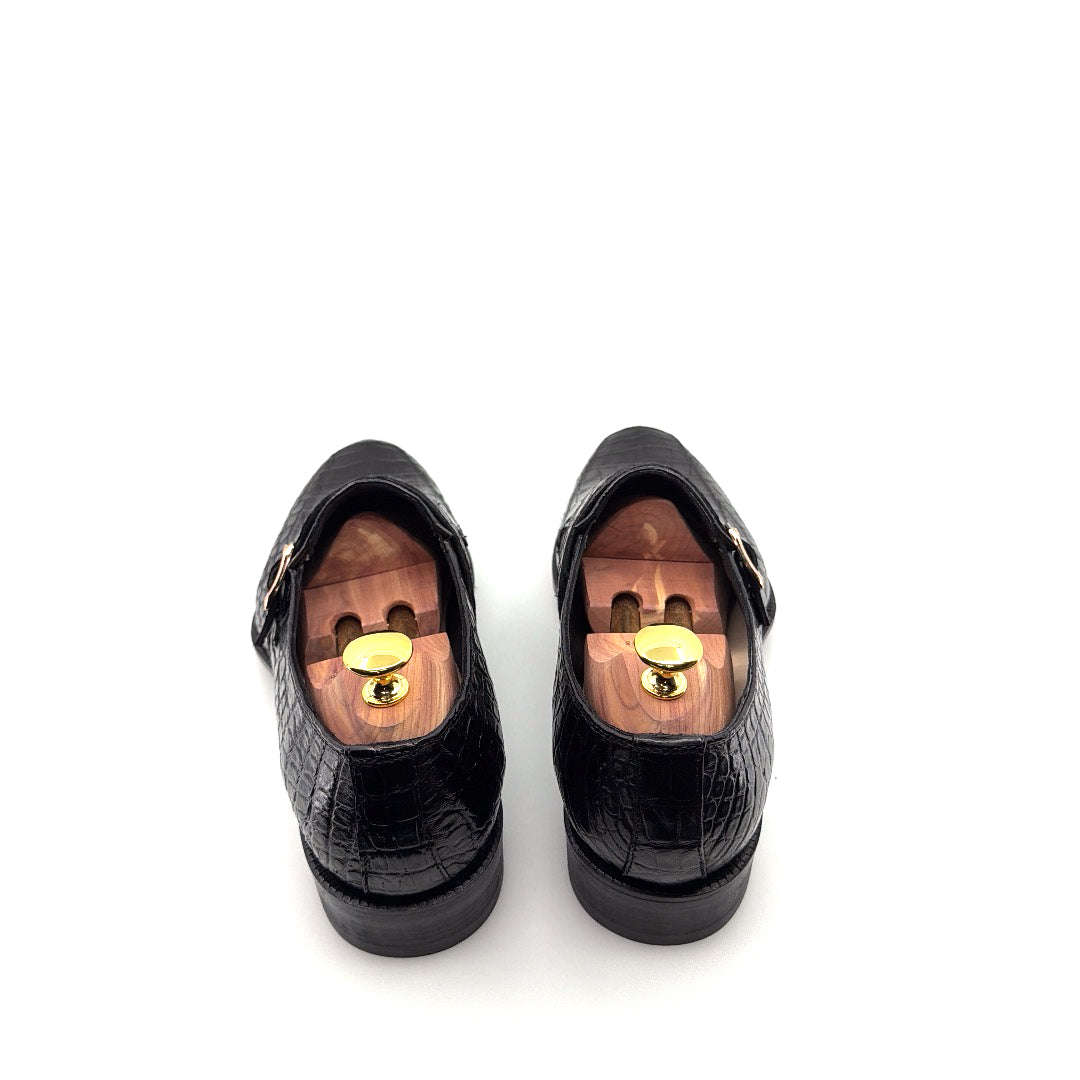 Maurice Sargeant Alligator Monkstrap - Black Otarealm