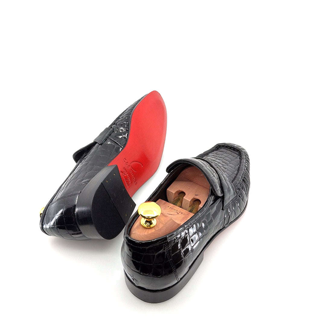 C Collection Crocodile Leather Loafer - Black Otarealm
