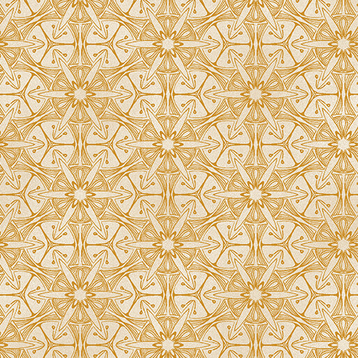 Pismo Mango/Ivory Ground Works Cotton 44"/45" Fabric Per Yard