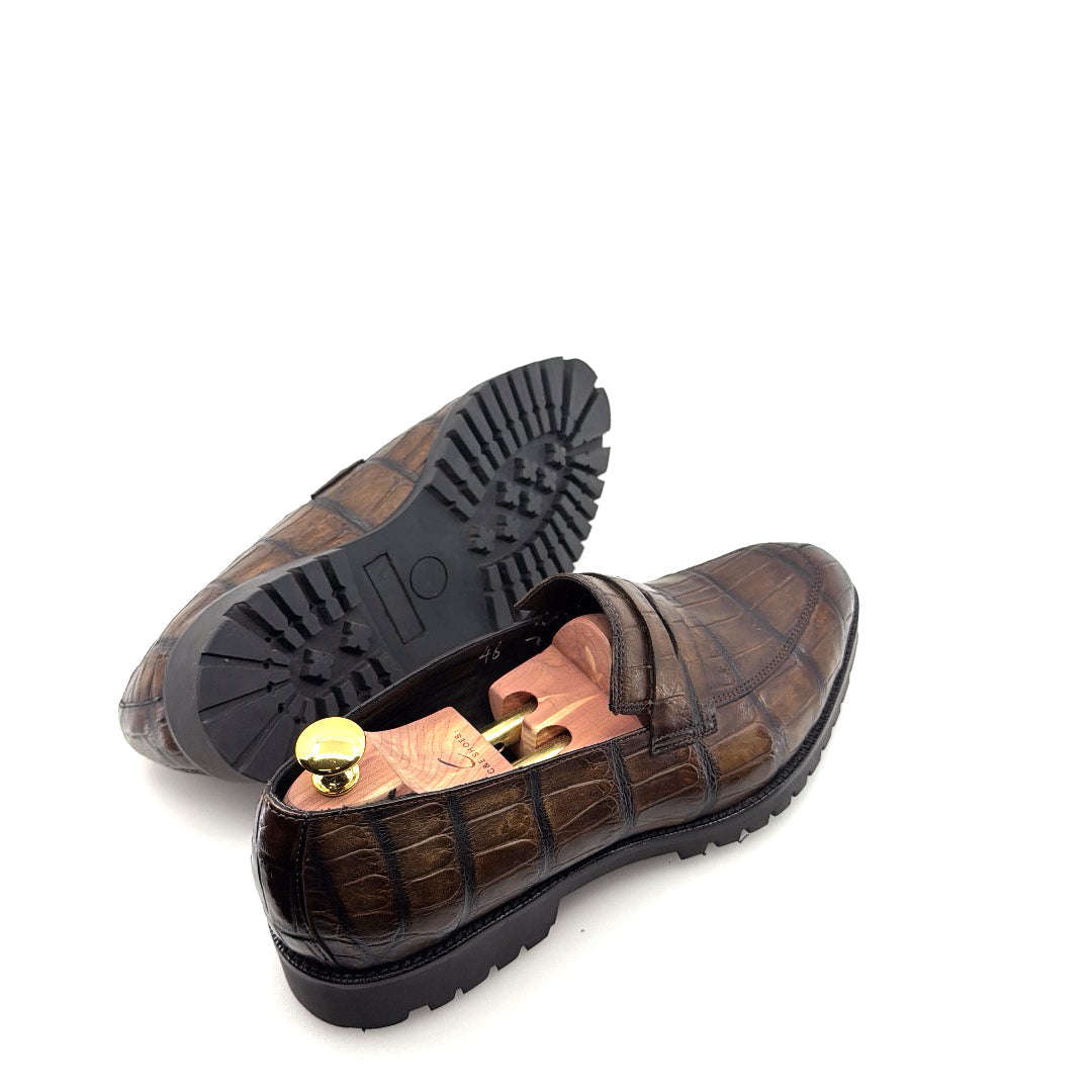 Maurice Carolina Custom Made Alligator Loafer - Brown Otarealm