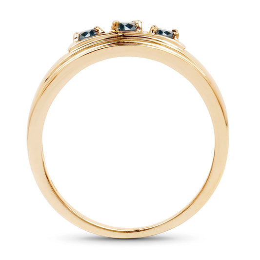 14K Yellow Gold Plated 0.33 Carat Genuine Blue Diamond .925 Sterling Silver Ring