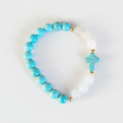 **Natural Jade and Howlite Beaded Stretch Breacelet 806w