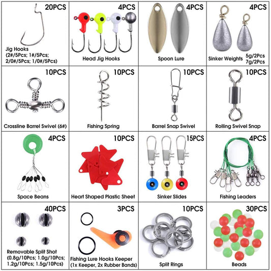 188-Pieces: Portable Fishing Accessory Kit with Tackle Box Otarealm