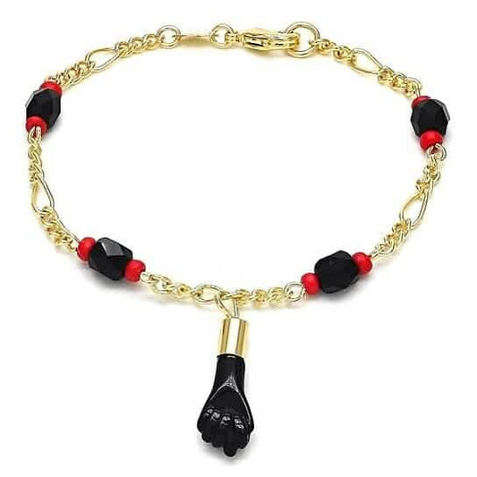 18k Gold Azabache Black Hand Figa Kabbalah 6" Otarealm