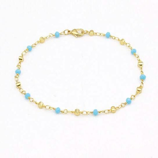 18k Gold Filled High Finish Polish Turquoise Ball Ankle Bracelet Otarealm