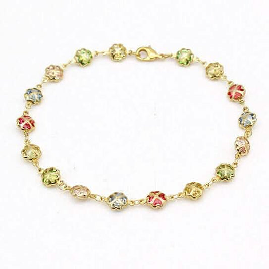 18k Gold Filled High Polish Finish Gold Multi Color Crystal Anklet Otarealm