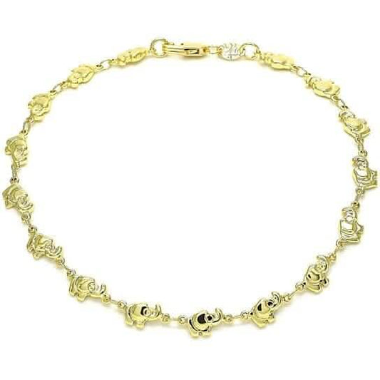 18k Gold Filled High Polish Finsh Elephant Link Anklet Bracelet Otarealm