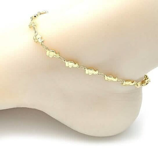18k Gold Filled High Polish Finsh Elephant Link Anklet Bracelet Otarealm