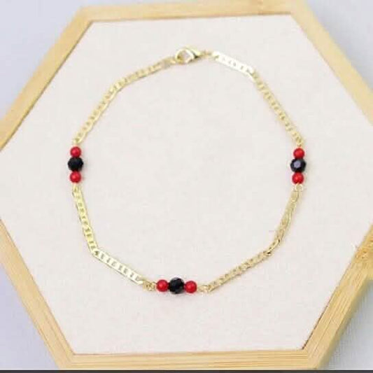 18k Gold Plated Mariner Azabachi Ankle Bracelet Otarealm