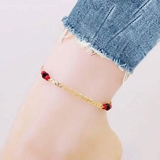 18k Gold Plated Mariner Azabachi Ankle Bracelet Otarealm