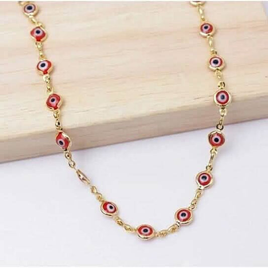 18k Gold Plated Red Evil Eye Anklet Otarealm