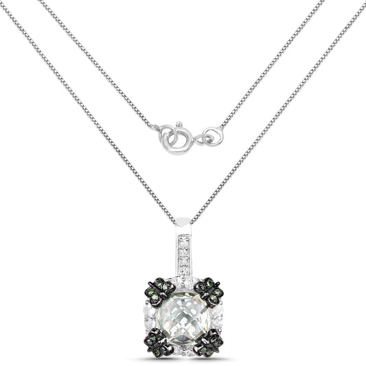 2.72 Carat Genuine Multi Stones .925 Sterling Silver Pendant