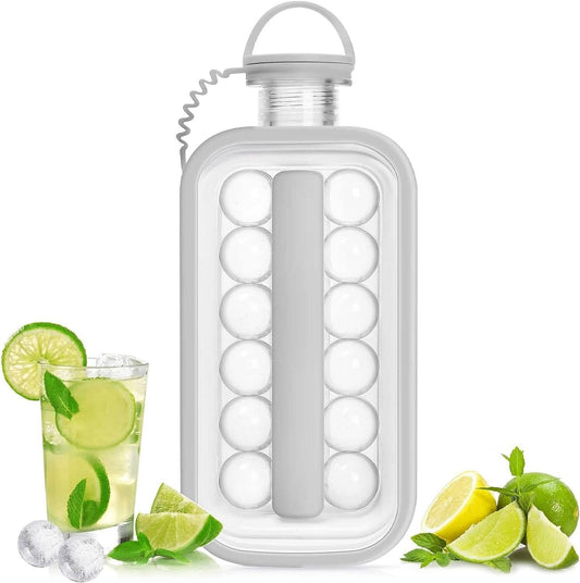 2-in-1 Portable Ice Ball Maker Kettle With 17 Grids Flat Body Lid Cooling Ice Pop/Cube Molds