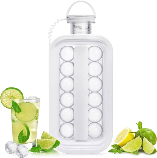 2-in-1 Portable Ice Ball Maker Kettle With 17 Grids Flat Body Lid Cooling Ice Pop/Cube Molds Otarealm