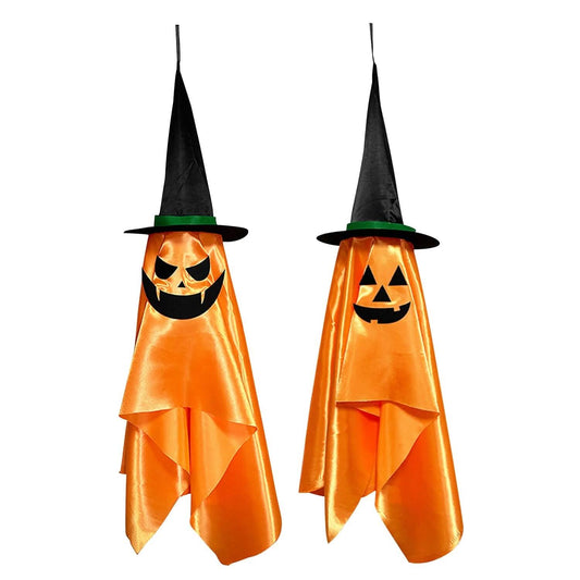 2-Pack: Hanging Ghosts with Wizard Hat Snicker Scary Face Otarealm