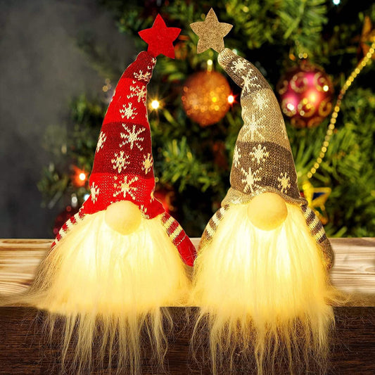 2-Pieces: 11" Lighted Christmas Gnome Santa Otarealm