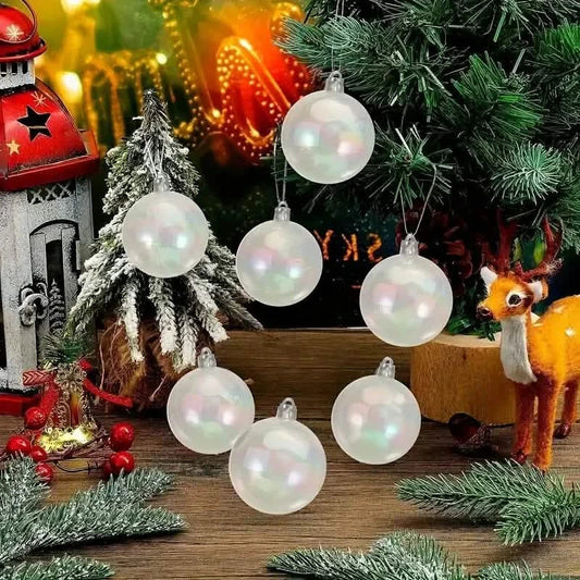 20-Pieces: Clear Iridescent Plastic Ornaments Balls for Crafts