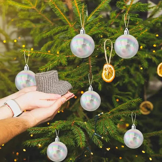 20-Pieces: Clear Iridescent Plastic Ornaments Balls for Crafts