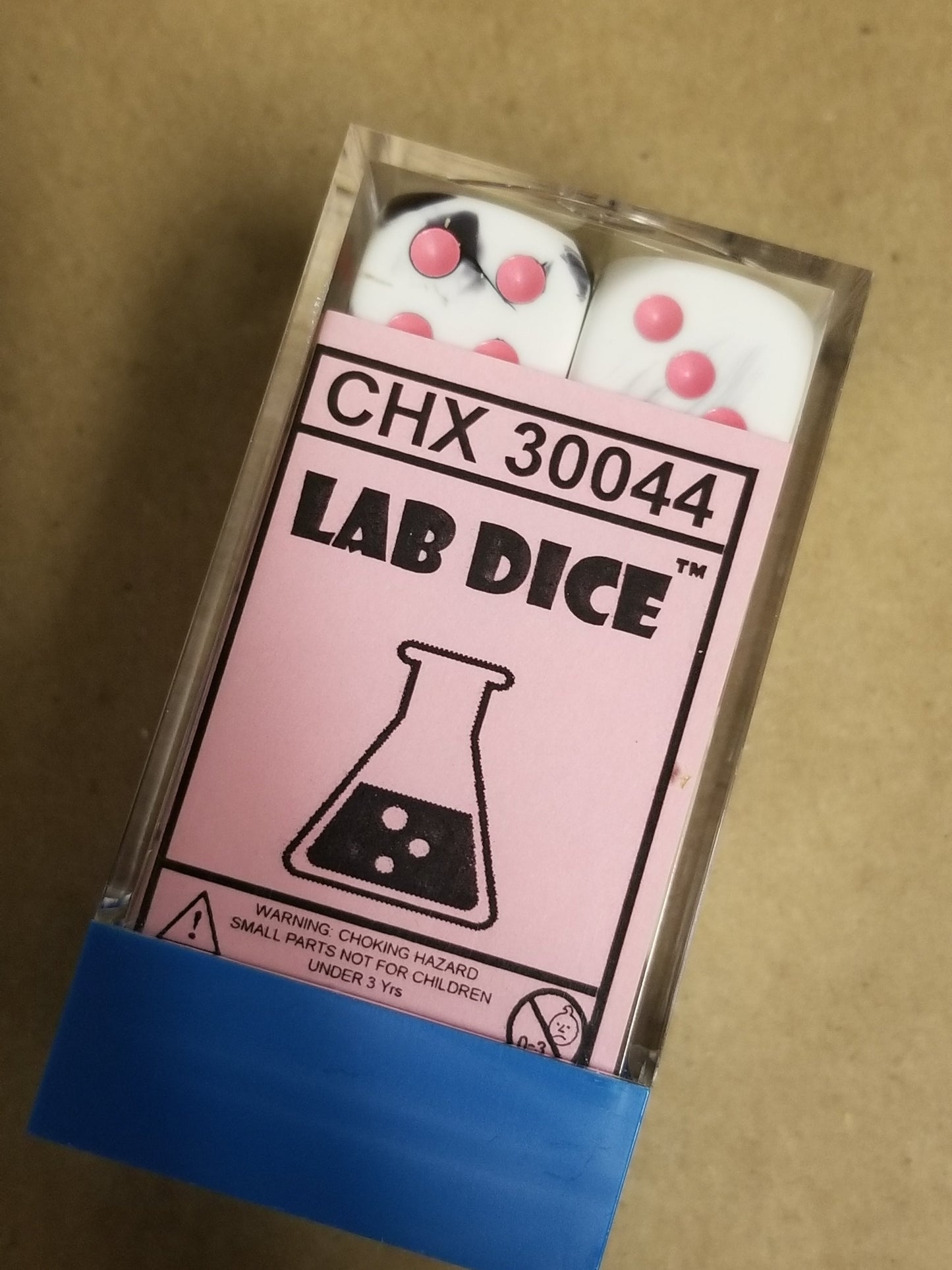 Gemini Black White w/Pink 16mm 12 dice block Limited Edition Lab Dice