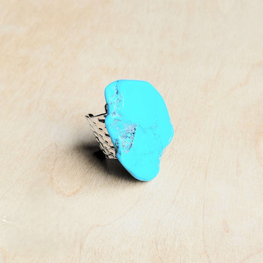 Blue Turquoise Slab Cocktail Statement Ring 012h Otarealm