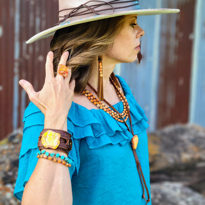 Orange Regalite Western Boho Statement Ring 012ac