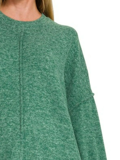 Zenana Brushed Melange Hacci Oversized Sweater (S/M)