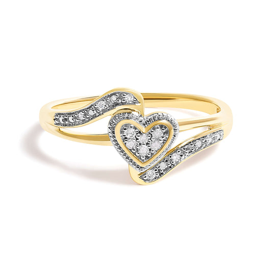 10K Yellow Gold Diamond Accent Filigree Heart Promise Ring (I-J Color, I3 Clarity)- Size 7 Otarealm