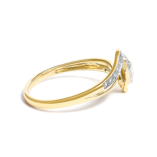 10K Yellow Gold Diamond Accent Filigree Heart Promise Ring (I-J Color, I3 Clarity)- Size 7 Otarealm