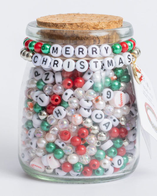 Peppermint and Pearl Christmas DIY Letter Bead Jar