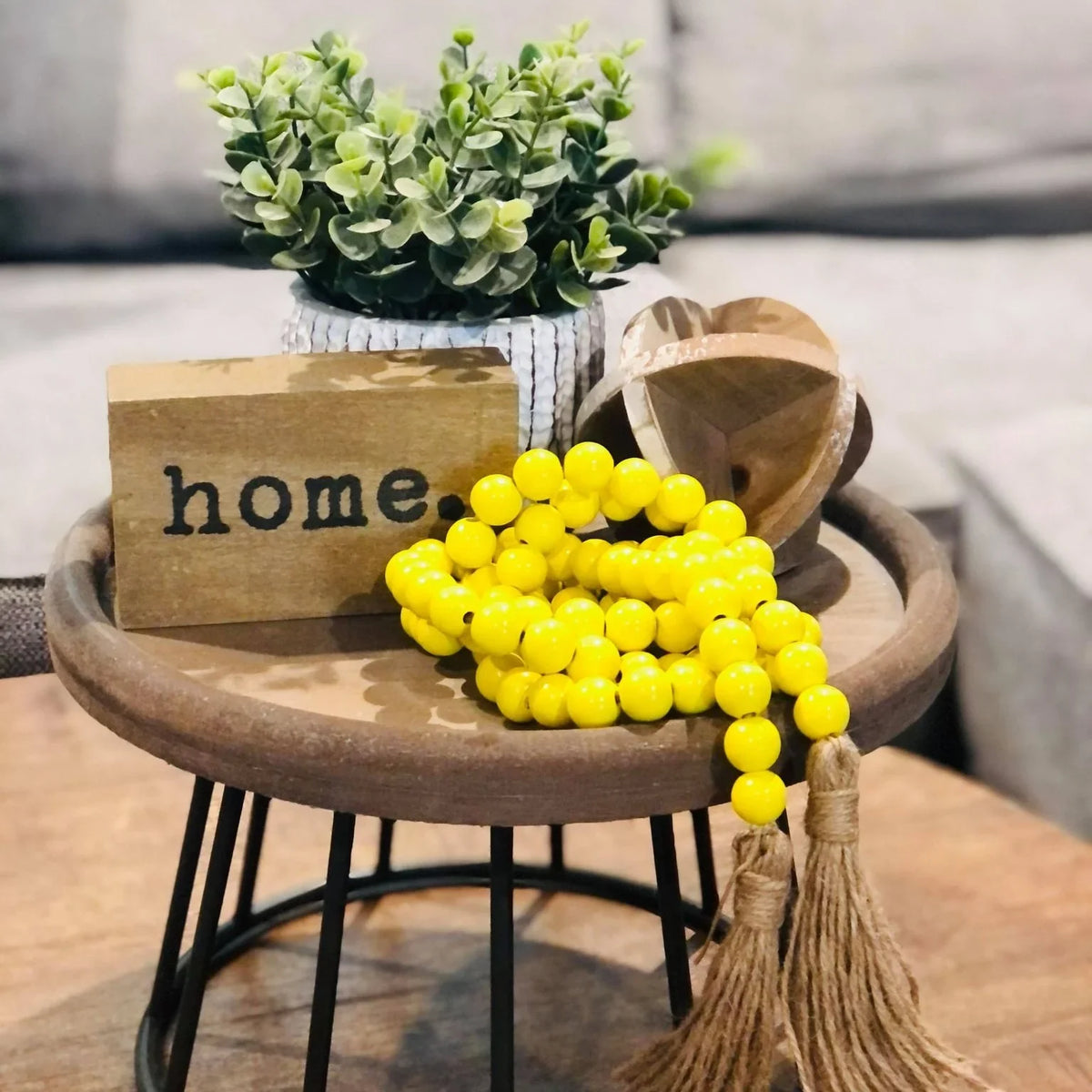 Wooden Bead Garland with Tassle