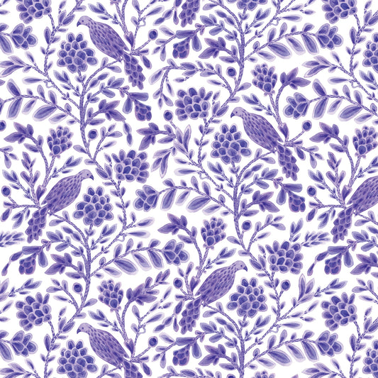 Purple Yolanda Birds and Branches Cotton 44/45 Fabric Per Yard