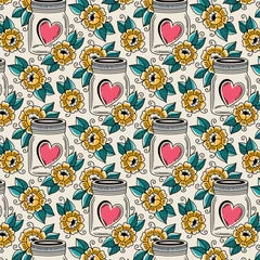Hearts in a Jar Love Ink 3383 Cotton 44/45 Fabric Per Yard