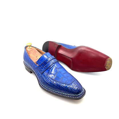 Maurice Carolina Custom Made Alligator Loafer - Cobalt Blue Otarealm