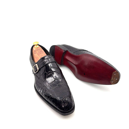 Maurice Sargeant Alligator Monkstrap - Black Otarealm