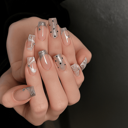 Luxury Full Cover Press-On Nails, 24-Piece Artificial Nail Set
