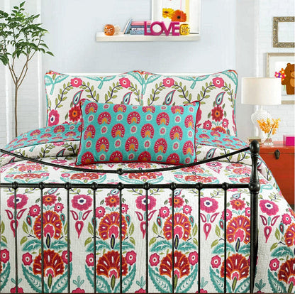 Hitchens Floral Cotton Reversible Quilt Bedding Set