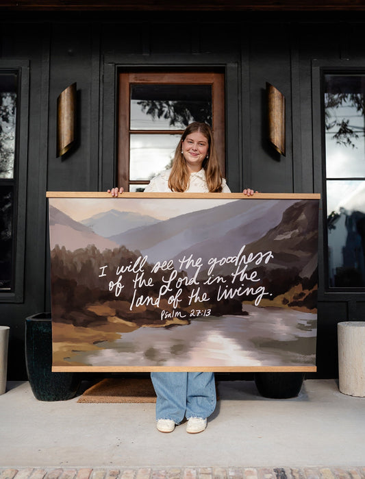 Large Canvas with Banner Wood: I will see the goodness of God