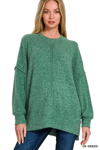 Zenana Brushed Melange Hacci Oversized Sweater (S/M)