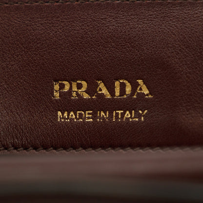 Prada Calfskin Bicolor Red x Burgundy Shoulder Bag #2936