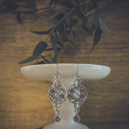 Beautiful Bohemian Purple and Silver Earrings