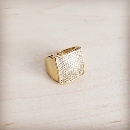 Square Sparkle Gilded Statement Ring 013mm