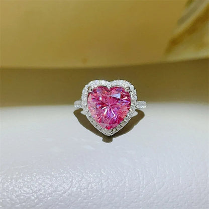 5 Carat Moissanite 925 Sterling Silver Heart Ring