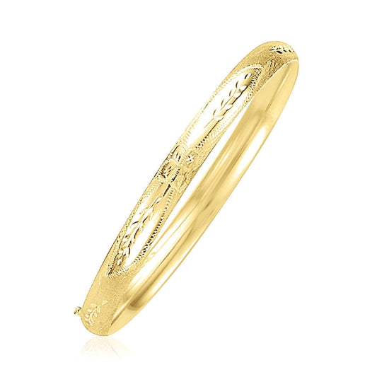 14k Yellow Gold Dome Florentine Design Bangle Otarealm