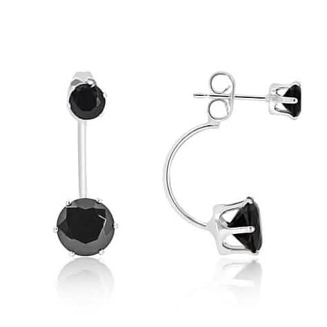 3 Carat Elegant Sterling Silver Black Round Elements Hanging Stud Earrings Otarealm
