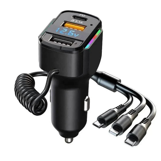 3-in-1 65W 3-port USB PD Fast Car Charger Otarealm