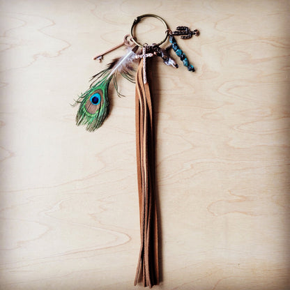 **Boho Western Leather Boot Bling Charm Peacock & Turquoise 500h