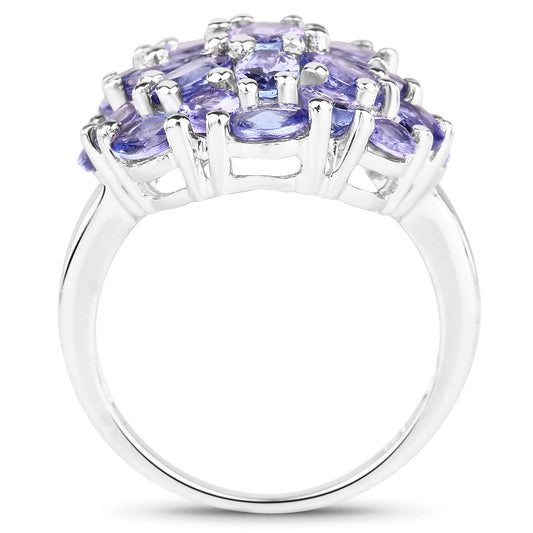 7.08 Carat Genuine Tanzanite .925 Sterling Silver Ring