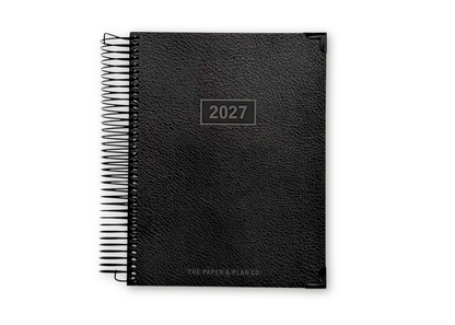 2027 Black Leather Look Daily Planner Basic Bundle